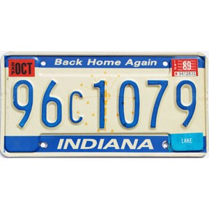 1989 Indiana License Plate #96C1079