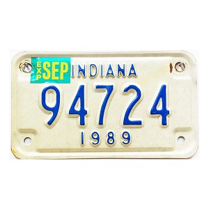 1989 Indiana Motorcycle License Plate #94724