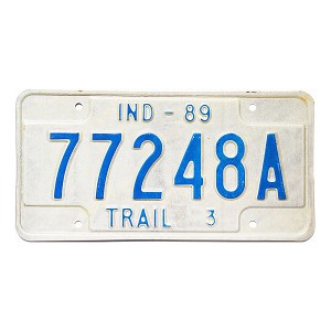 1989 Indiana Trailer License Plate #77248A