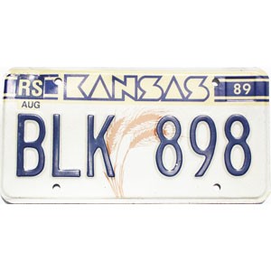 1989 Kansas License Plate #BLK898