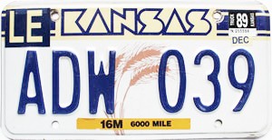 1989 Kansas Truck License Plate #ADW039