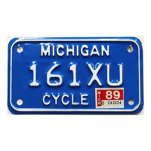 1989 Michigan Motorcycle License Plate #161XU