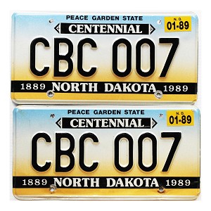 1989 North Dakota License Plates Pair #CBC007