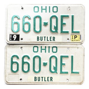 1989 Ohio License Plates Pair #660QEL
