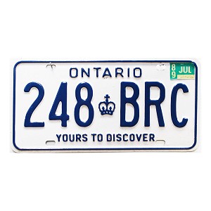 1989 Ontario License Plate #248BRC