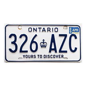 1989 Ontario License Plate #326AZC