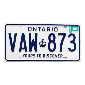 1989 Ontario License Plate #VAW873