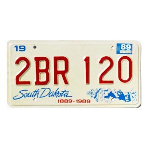 1989 South Dakota License Plate #2BR120