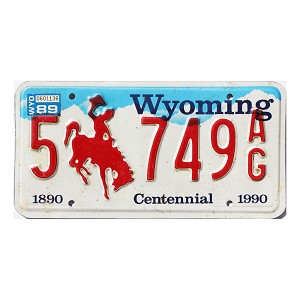 1989 Wyoming Centennial License Plate #5749AG