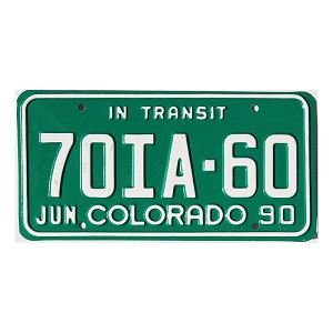 1990 Colorado In Transit License Plate #70IA60