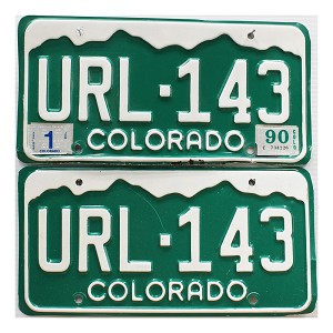 1990 Colorado License Plates Pair #URL143
