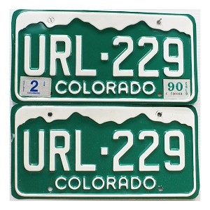 1990 Colorado License Plates Pair #URL229