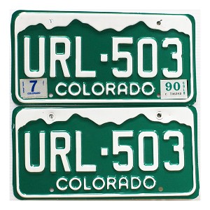 1990 Colorado License Plates Pair #URL503