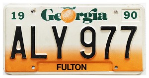 1990 Georgia License Plate #ALY977