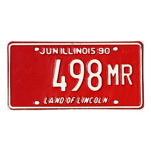 1990 Illinois Truck Mileage Tax License Plate #498MR