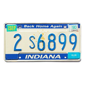 1990 Indiana License Plate #2S6899