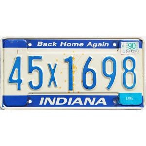 1990 Indiana License Plate #45X1698