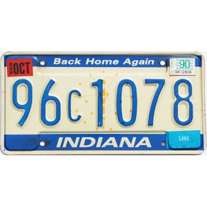 1990 Indiana License Plate #96C1078