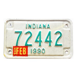 1990 Indiana Motorcycle License Plate #72442
