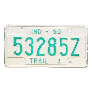 1990 Indiana Trailer License Plate #53285A