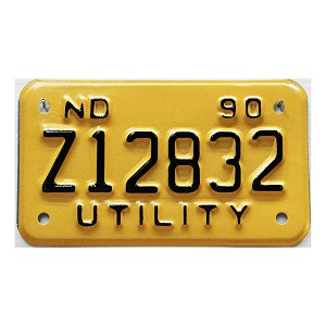 1990 North Dakota Trailer License Plate #Z12832