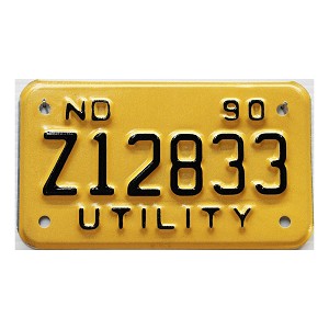 1990 North Dakota Trailer License Plate #Z12833