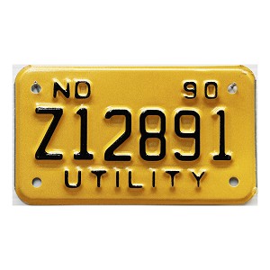 1990 North Dakota Trailer License Plate #Z12891
