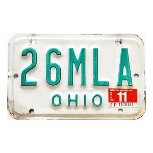 1990 Ohio Motorcycle License Plate #26MLA