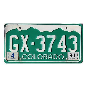 1991 Colorado License Plate #GX3743