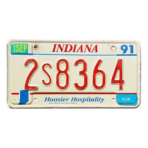 1991 Indiana License Plate #2S8364