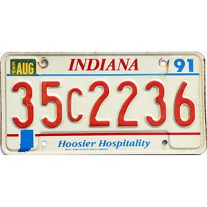 1991 Indiana License Plate #35C2236