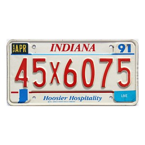 1991 Indiana License Plate #45X6075