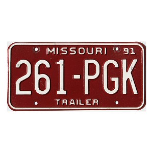 1991 Missouri Trailer License Plate #261PGK