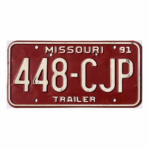1991 Missouri Trailer License Plate #448CJP