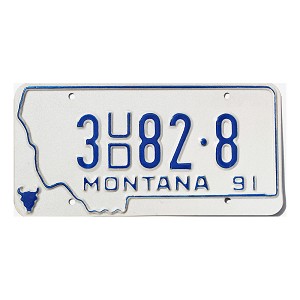 1991 Montana Dealer Used License Plate #3UD828