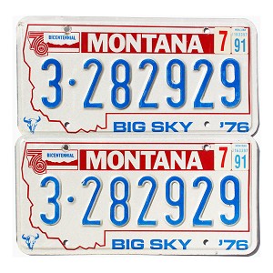 1991 Montana License Plates Pair #3289929