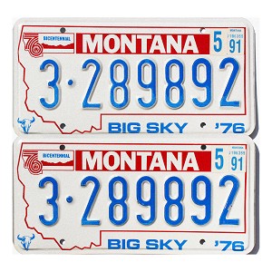 1991 Montana License Plates Pair #3289892