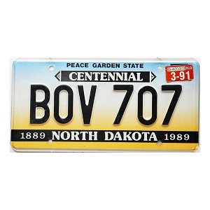 1991 North Dakota License Plate #BOV707