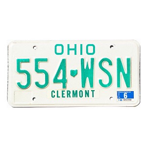 1991 Ohio License Plate #554WSN