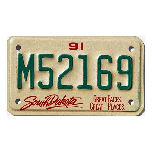 1991 South Dakota Motorcycle License Plate #M52169