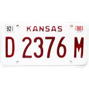 1992 Kansas Dealer License Plate #D2376M