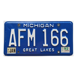 1992 Michigan License Plate #AFM166