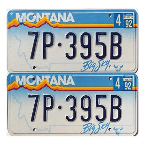 1992 Montana License Plates Pair #7P395B