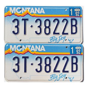 1992 Montana Truck License Plates Pair #3T3822B