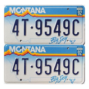 1992 Montana Truck License Plates Pair #4T9549C