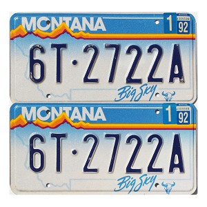 1992 Montana Truck License Plates Pair #6T2722A