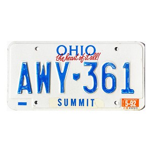 1992 Ohio License Plate #AWY361