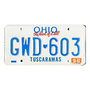 1992 Ohio License Plate #GWD603