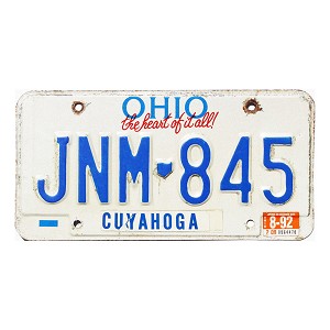 1992 Ohio License Plate #JNM845