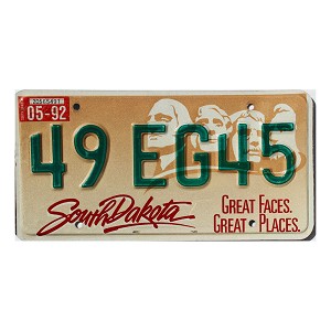 1992 South Dakota License Plate #49EG45